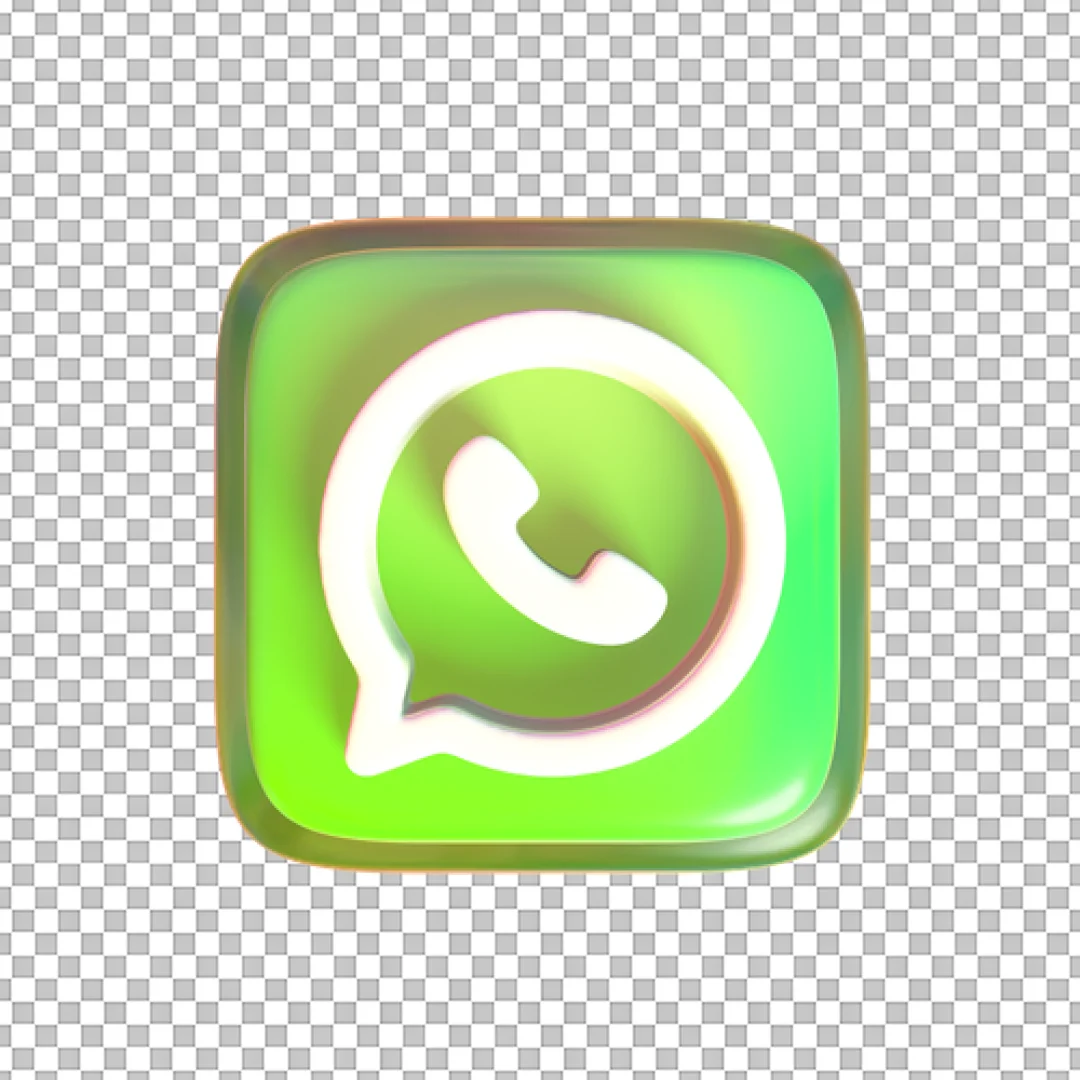 3D Neon Green WhatsApp Icon PNG